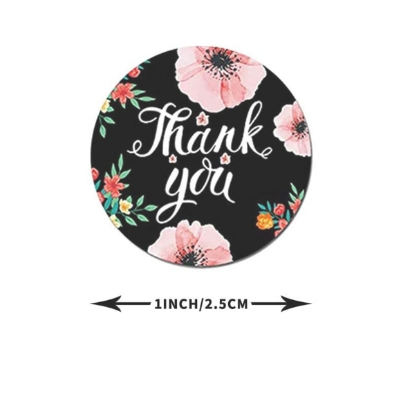 ⭐100ct. Floral Thank you Stickers⭐ - Picture 2 of 3